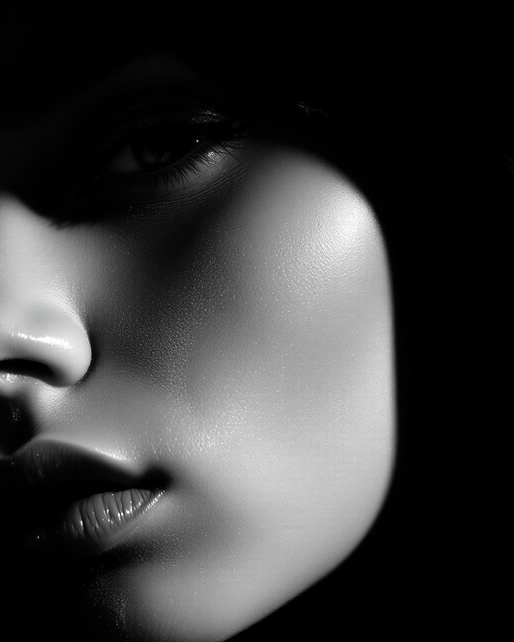 Glowing skin in moody black and white